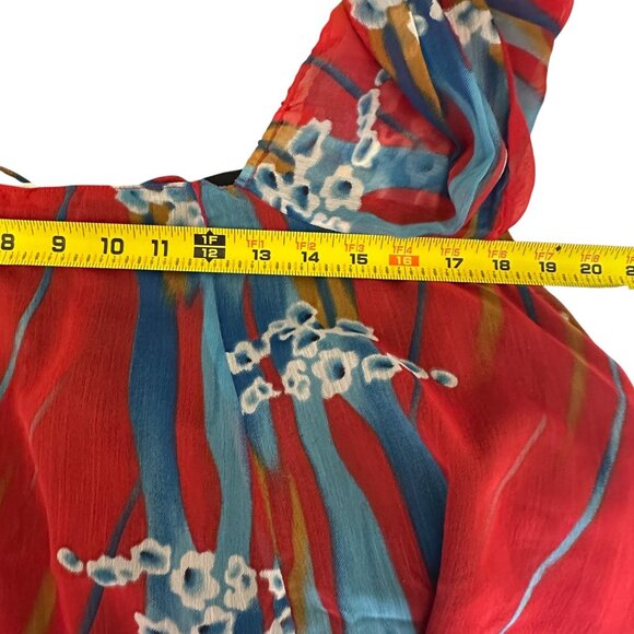 Walter Baker Short Sleeve Drea Top Rio Palm Multicolor Size S Self Tie Back - Picture 10 of 11